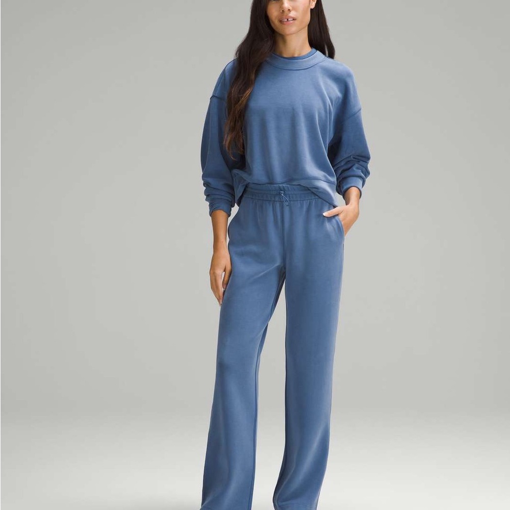 lululemon Softstream Pitch Blue Cropped Crewneck and Pant Set